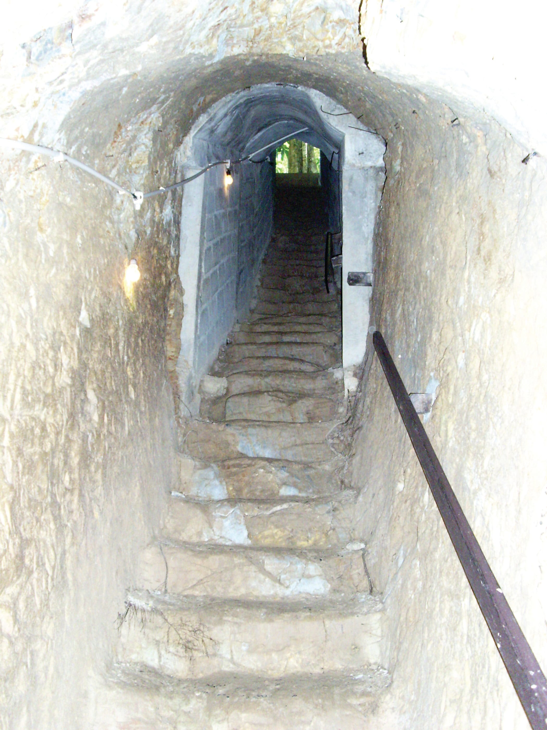 The stairs inside the Khao Nam Khang tunnel which were used as an escape route. Courtesy of Mahani Awang.